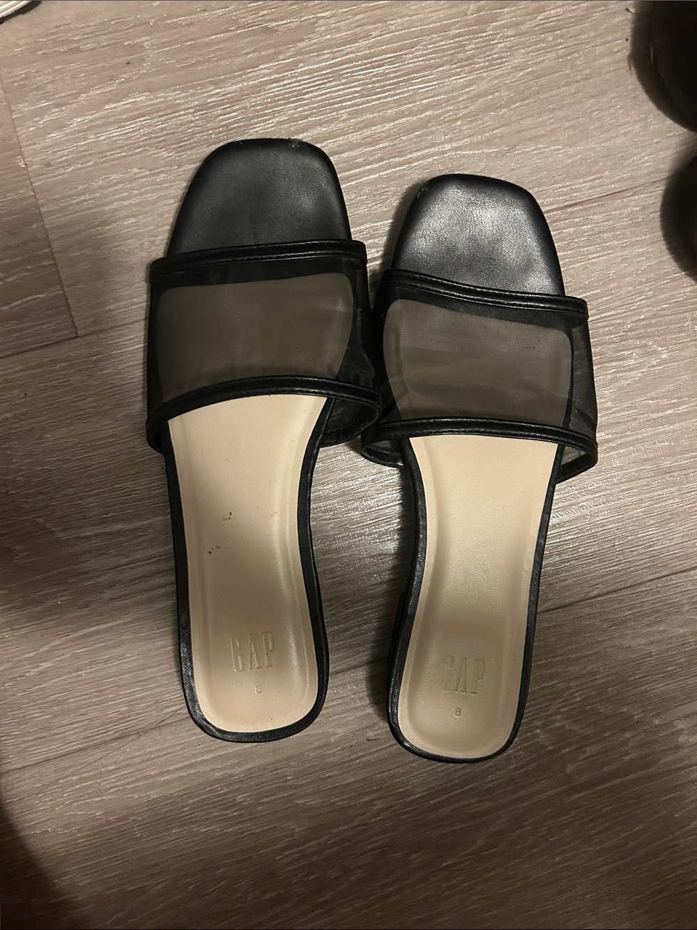 GAP Black Slides with Sheer Black Strap